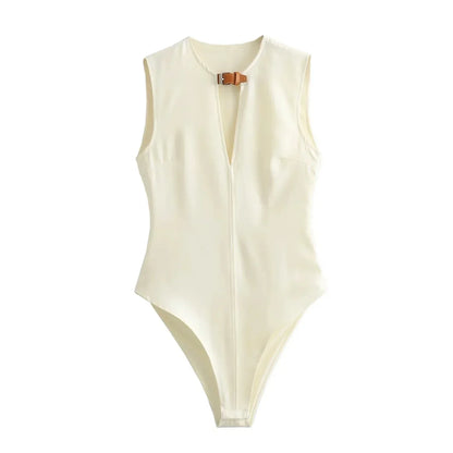 Variant image for Dam Slim Fit Ärmlös Zip-Up Kropp Högkvalitativ Blandning-1