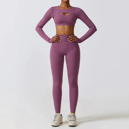 Dam Leggings Set Sportig Nylon Spandex-4
