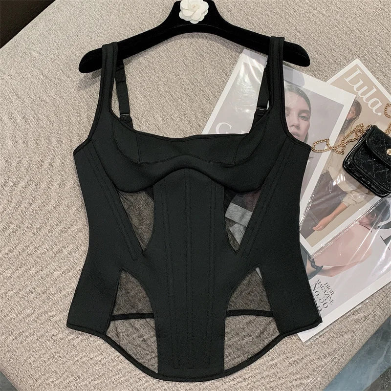 Dam Crop Top Enkel Design Polyester-1