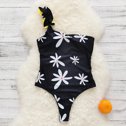 Variant image for Baddräkt Dam En Bit Blommönster med Ruffles Elastan Nylon Polyester-32