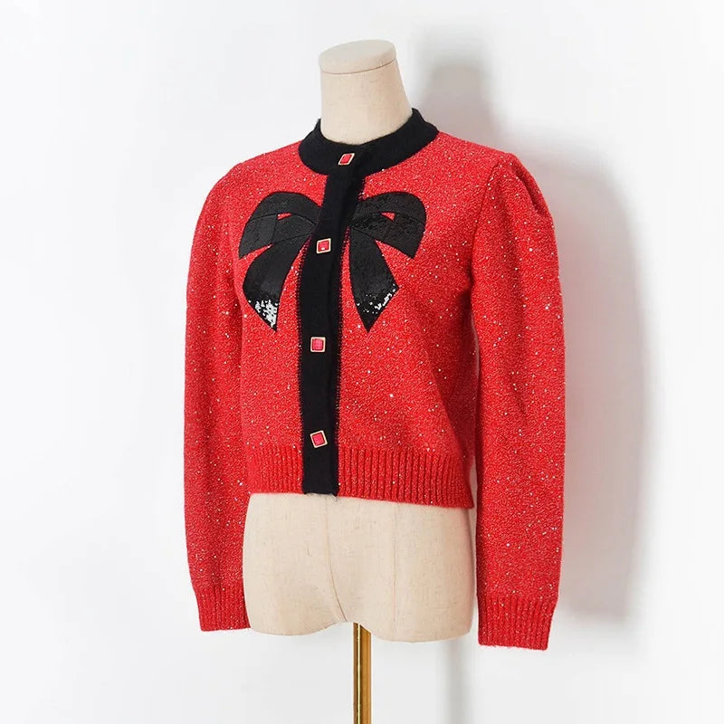 Dam Cardigan Puffärmar Viskos och Polyamid 11