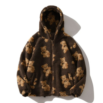 Unisex Hoodie Plysch Nallebjörn Design Mjuk Polyester 9