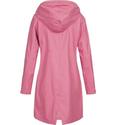 Dam Regnjacka Vattentät Sportig Design Polyester med Huva-6