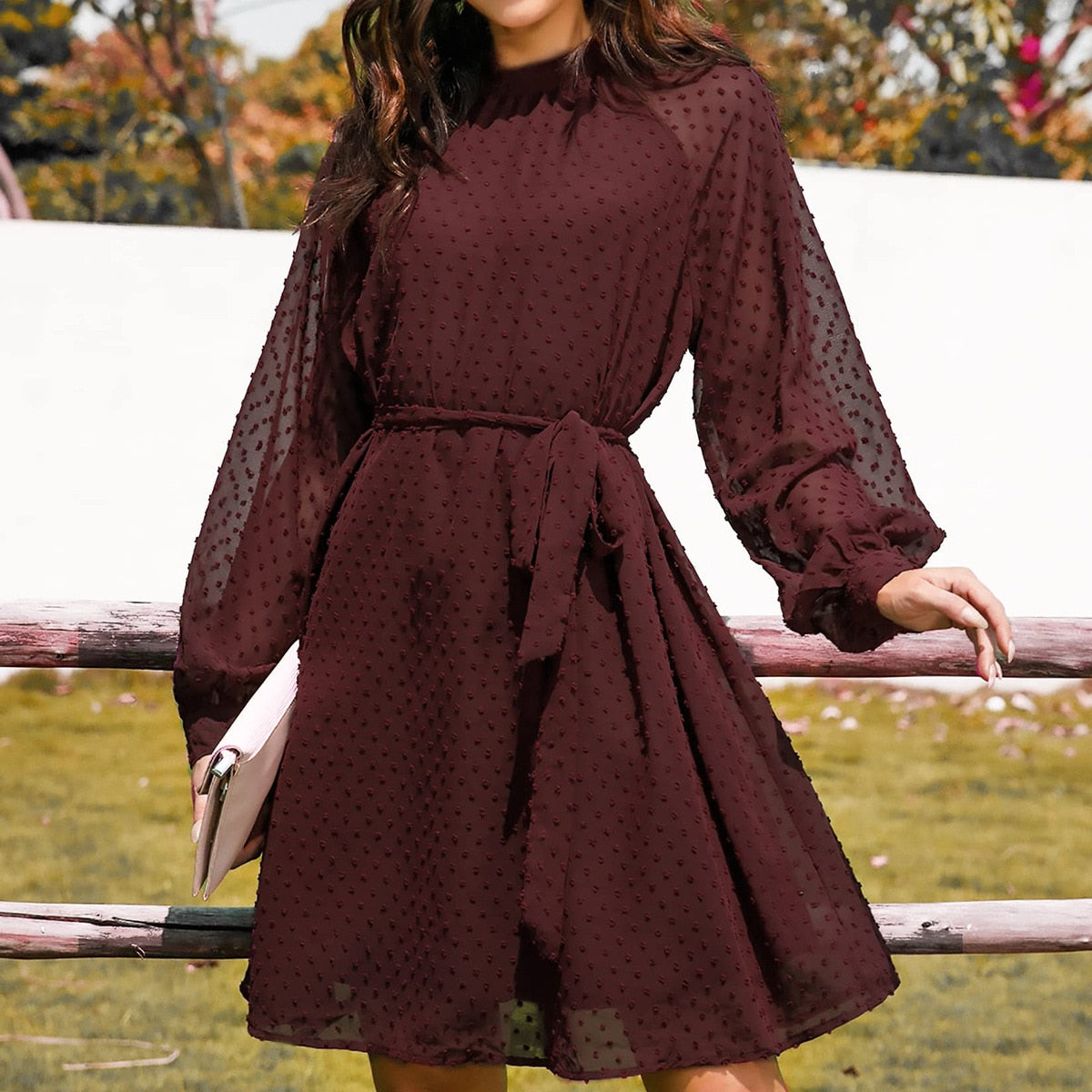 Variant image for Kvinna Klänning Prickig Polyester-1