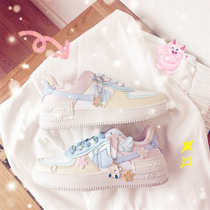 Dam Sneakers Låg Top PU-Läder Patchwork Design-3