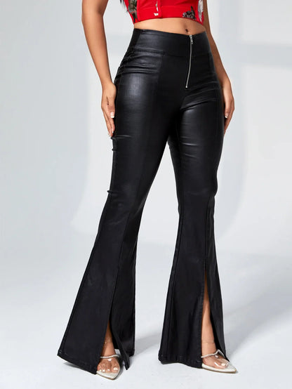 Läderbyxor Dam i Slangstil av PU-Läder – Eleganta och Bekväma för Vardags och Fest 3