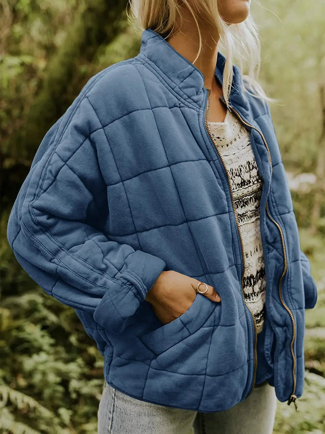 Damjacka Enkel Stil Högkvalitativ Polyester Avslappnad Passform-4