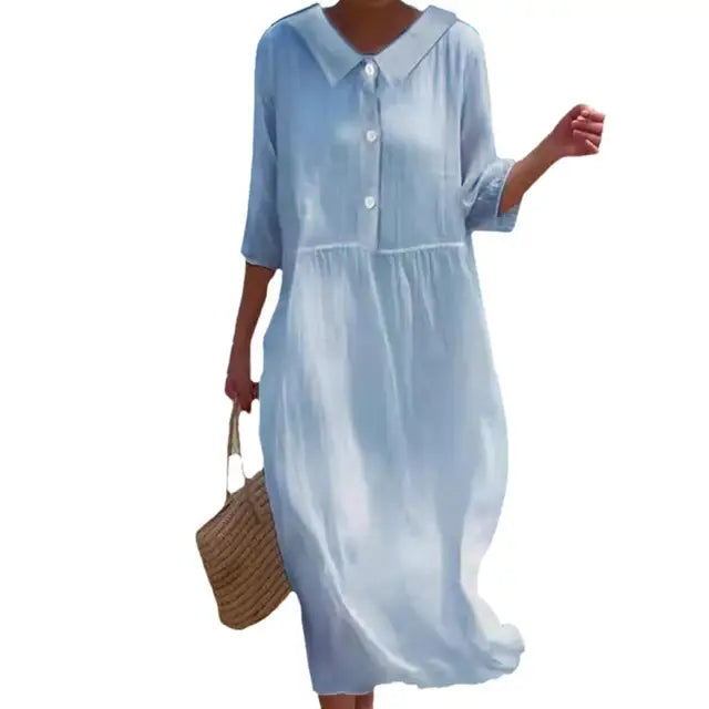 Variant image for Kvinnors Avslappnad Klänning Högkvalitativ Bomull-10