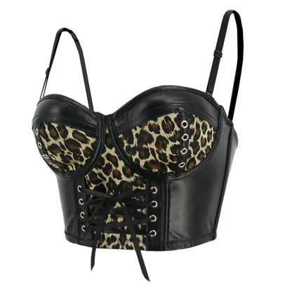 Dam Spaghetti Beam Top Syntetiskt Läder Monokrom Design-3