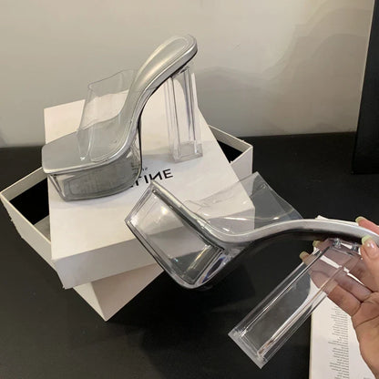 Kvinnors Nattpumpsandaler Hög Häl PVC Komfort-4