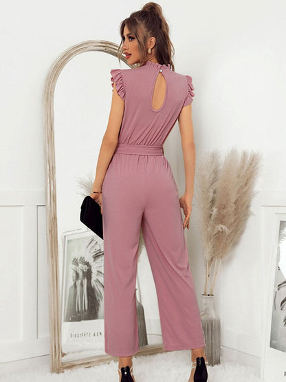 Dam Jumpsuit Ruffle Polyester Elegant Rosa-4
