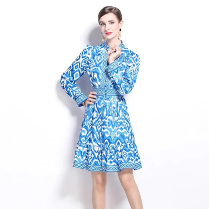 Variant image for Kvinna Mini Klänning Tryckdesign Bomull Polyester-1