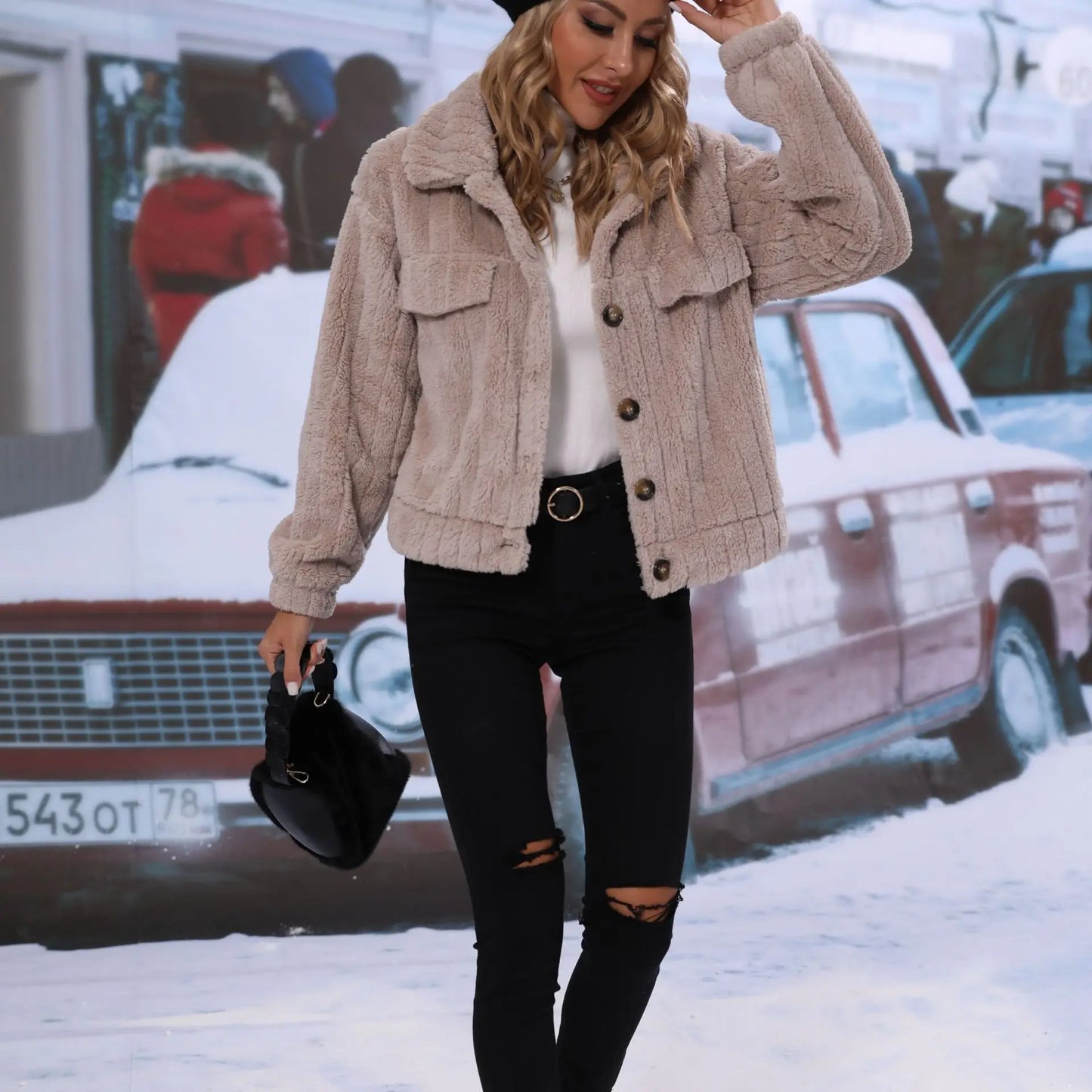 Dam Höst- och Vinterrock Knappar Polyester-4