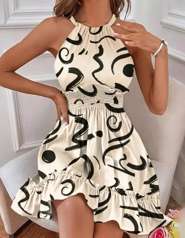 Variant image for Dam Ärmlös Sommarklänning Avslappnad Polyester-13