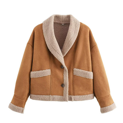 Variant image for Damjacka Suede Stilren med Fickor för Dam-1