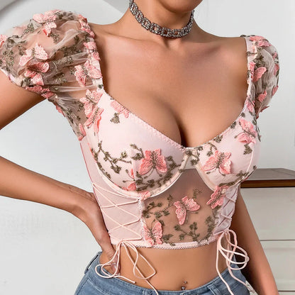 Dam Lingerie Set Blommönster Polyester Acetat Viskos-3