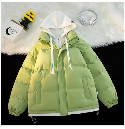 Unisex Vinterjacka Kontrastpaneler Mjuk Polyester Fyllning-6