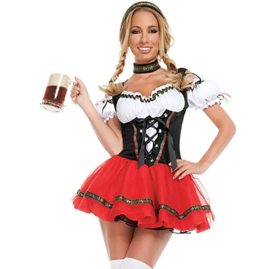 Dam Dirndl Klänning Traditionell Stil Bomull Polyester-1