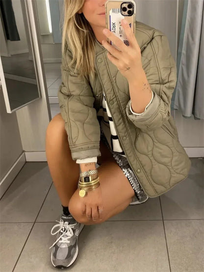 Dam Vinterjacka Avslappnad Design Högkvalitativt Tyg-4