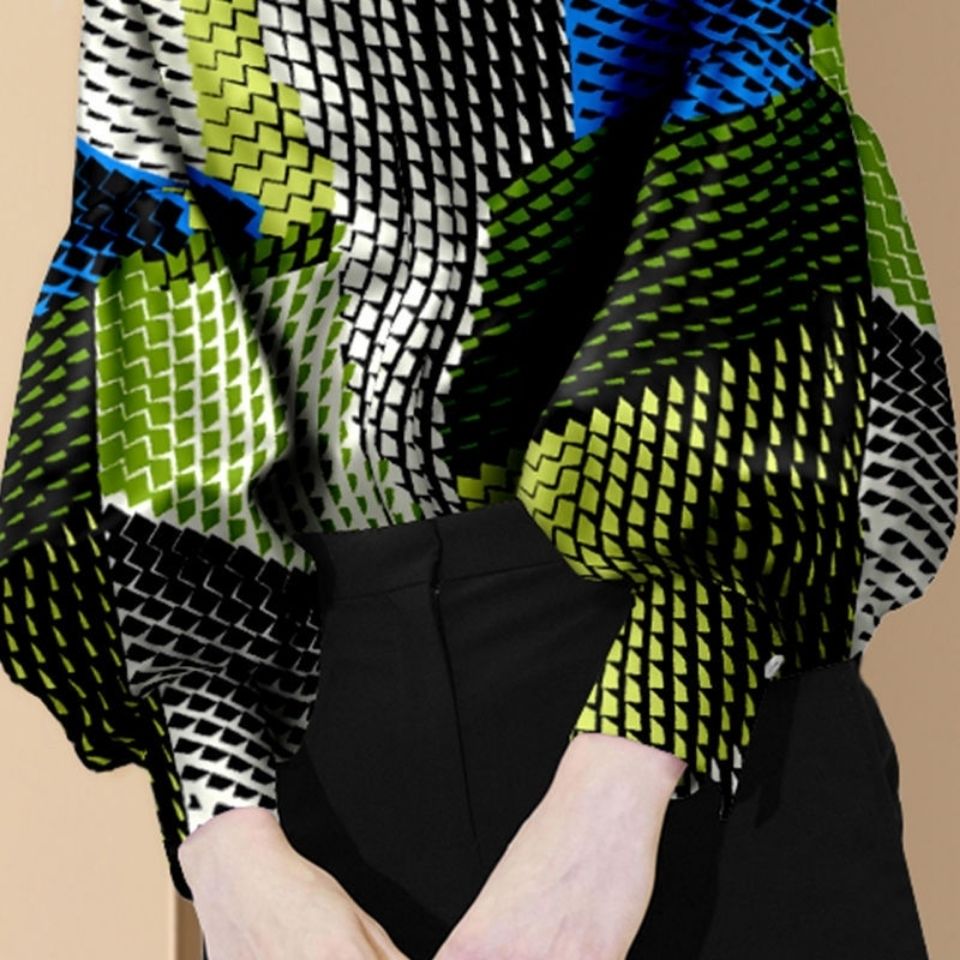 Dam Blus Trendig Punktstil Polyester Acetat Rayon-3