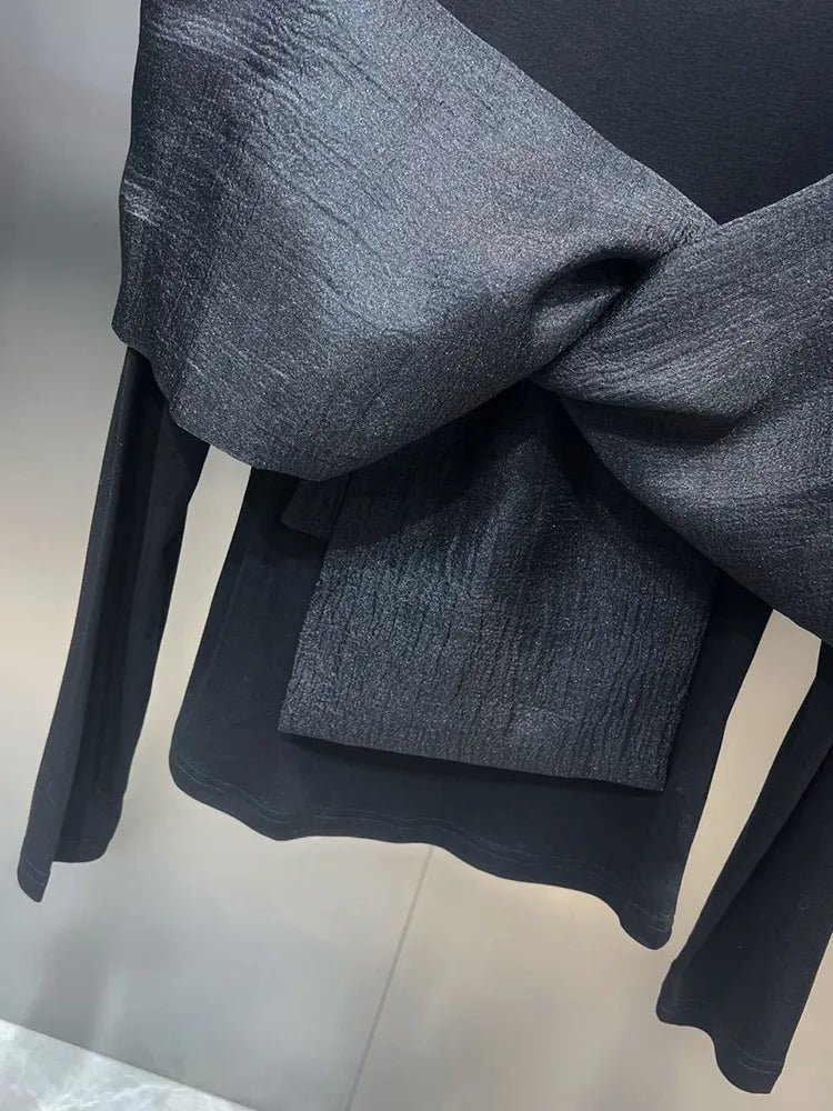 Herr T Shirt Monokrom Långärmad Blandning av Bomull och Polyester-4