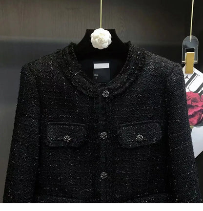 Dam Blazer Tweed Elegant Hög Kvalitet Polyester-3