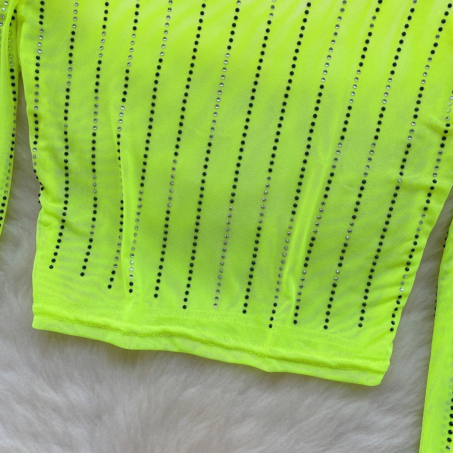 Dam Crop Top Långärmad Figurnära Polyester-2