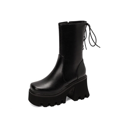 Dam Stövlar Hög Topp Spets-up Gummi Martin Boot-1