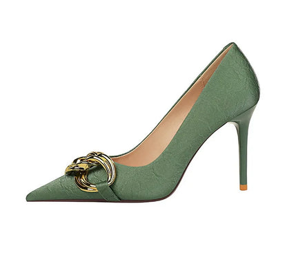 Elegant Svart Stilettklackar för Dam med Gummisula – Hög Klack 10 cm, PU-material, Finns i Storlekar 36-41 1