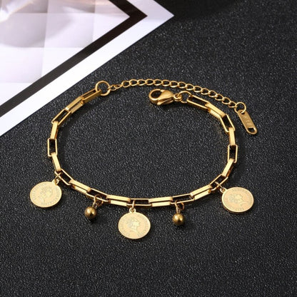 Kvinnors Armband Rund Design Rostfritt Stål Justerbar Elegant Smycke-5