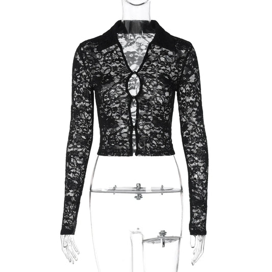 Dam Crop Top Transparenta Accenter Spandex-1