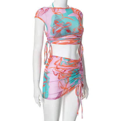 Dam Klänning O-hals Korta Ärmar Bomull Polyester-4