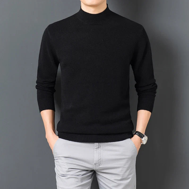Herr Tröja Halvhög Krage Minimalistisk Akryl Design-4