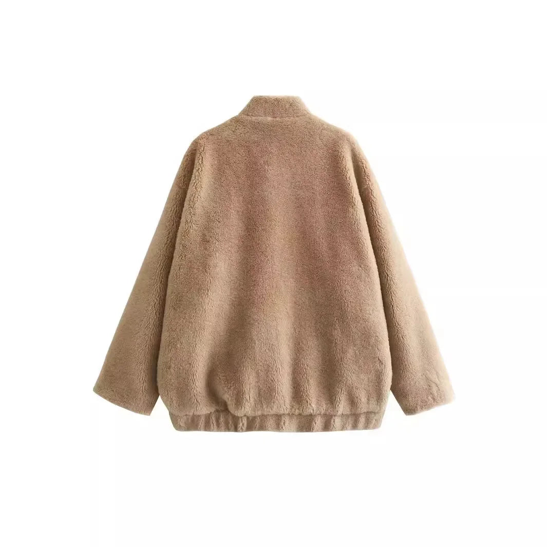 Damjacka Överdimensionerad Teddy Mjuk Fleece för Kalla Dagar-4