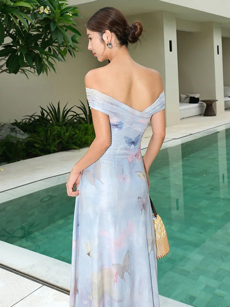 Maxiklänning Dam Fit och Flare Bomull Polyester-4