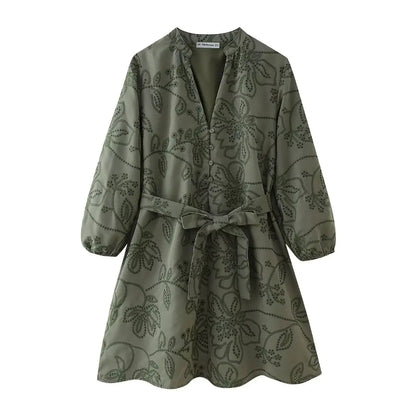 Kvinna Midi Klänning A-Linje Polyester Elegant Casual 7