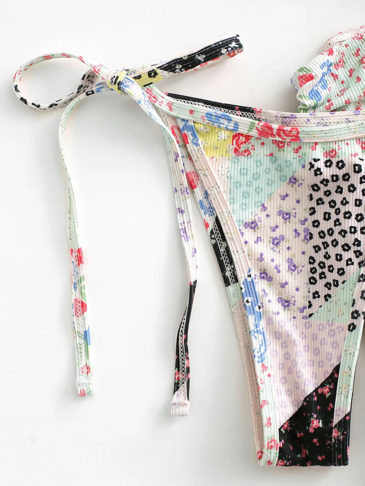 Dam Topp Patchwork Tryck Tre Delar 100% Bomull för Sommarfest-4