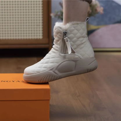 Kvinnors Snöstövlar Med Dragkedja Tjock Sula Syntetisk Textil 5