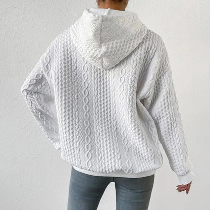 Lång Hoodie Dam Överdimensionerad Mjuk Tyg med Kängurufickor-5