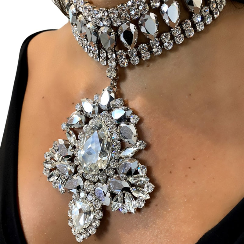 Dam Halsband Elegant Droppformad Koppar med Strass-3