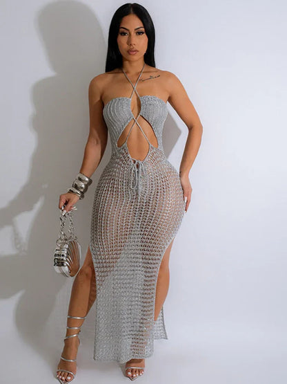 Variant image for Maxiklänning Dam Monokrom Polyester Spandex Lång Klänning-1