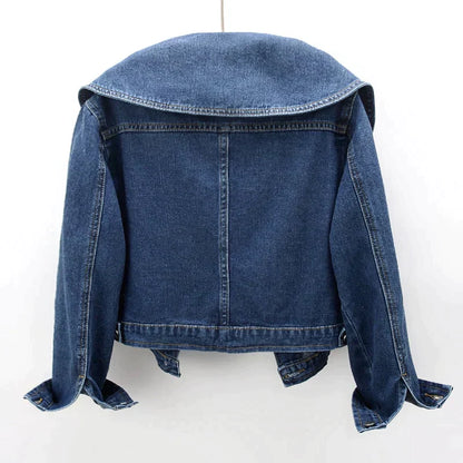 Dam Jeansjacka med Stor Krage i Hållbar Denim-3