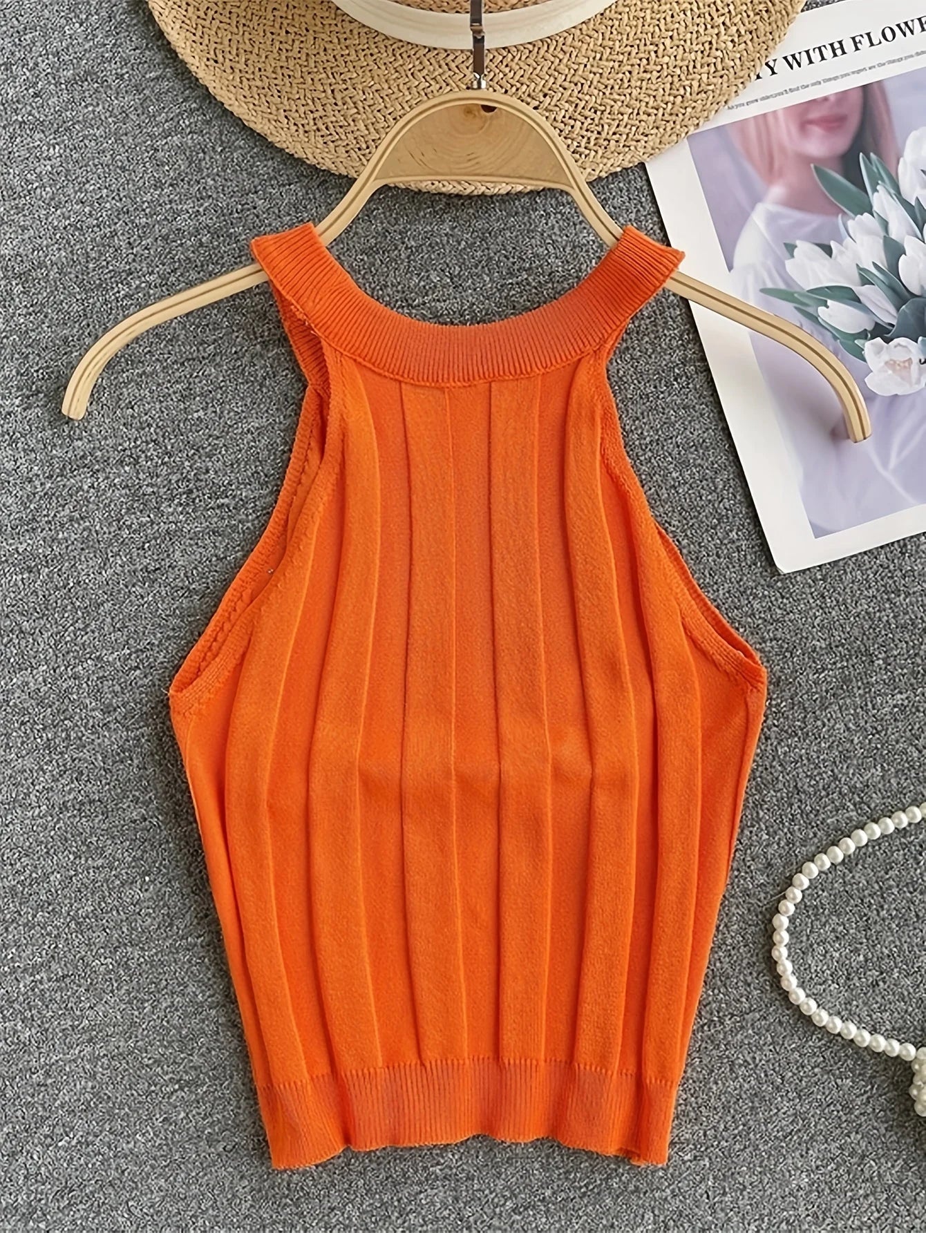 Dam Festtopp med Pärlor Elegant Design Polyester-6
