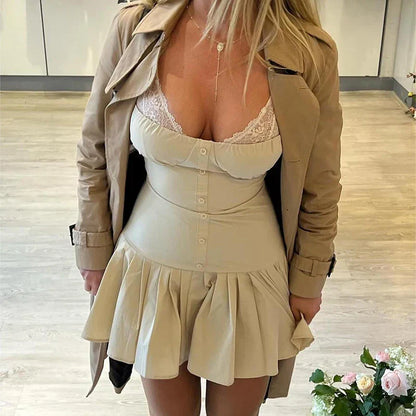 Kvinnors Miniklänning A-linjeformad Spaghetti Band Bomull Polyester-4