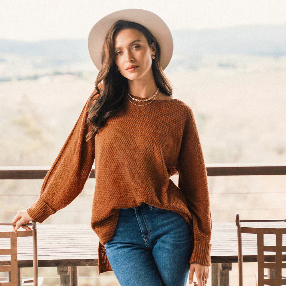 Dam Tröja Löst Fit Delad Nederkant 100% Bomull-1