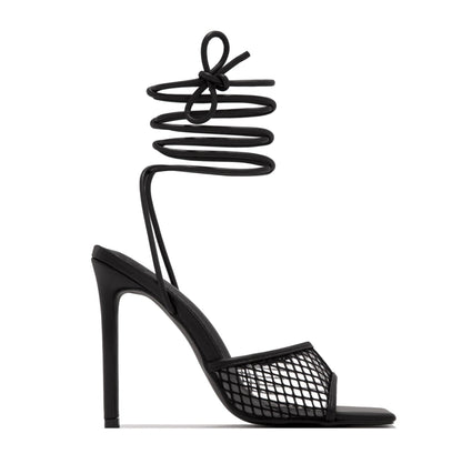 Dam Höga Klackar Spiralband Syntetisk Stiletthäl-5