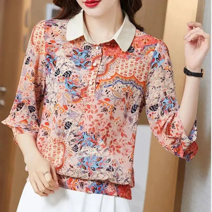 Dam Blus Lätt Elegant Mjuk Blandning-1