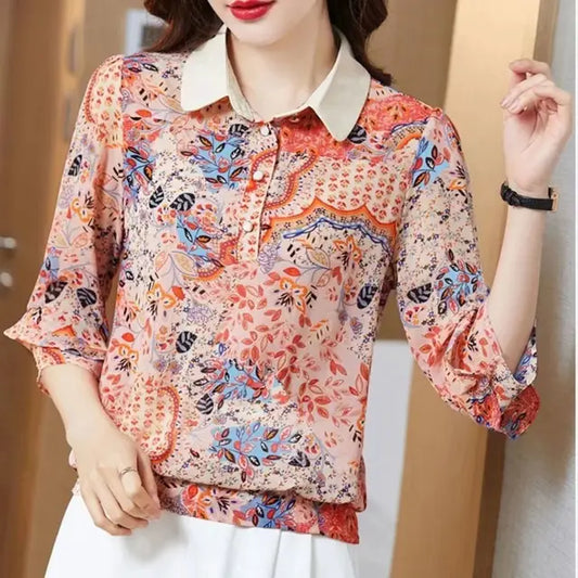 Dam Blus Lätt Elegant Mjuk Blandning-1