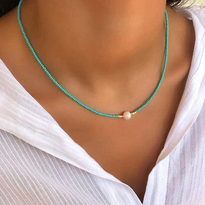 Dam Halsband Handgjort med Sötvattenpärlor Elegant Justerbar Längd 5
