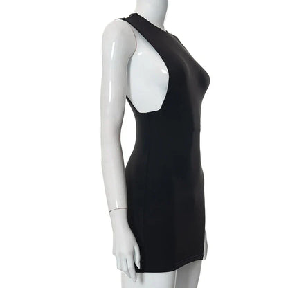 Dam Mini Klänning Ärmlös Bomull Polyester Elegant-6